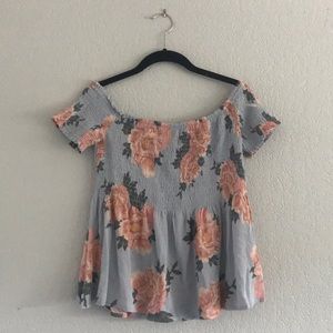 Kendall & Kylie Off-the-Shoulder Floral Top